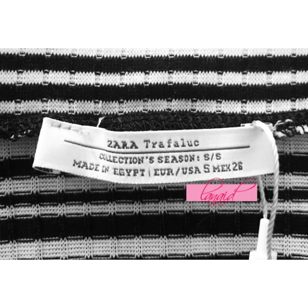 Zara Off-The-Shoulder Striped Ribbed Stretch Top S - Picture 5 of 7